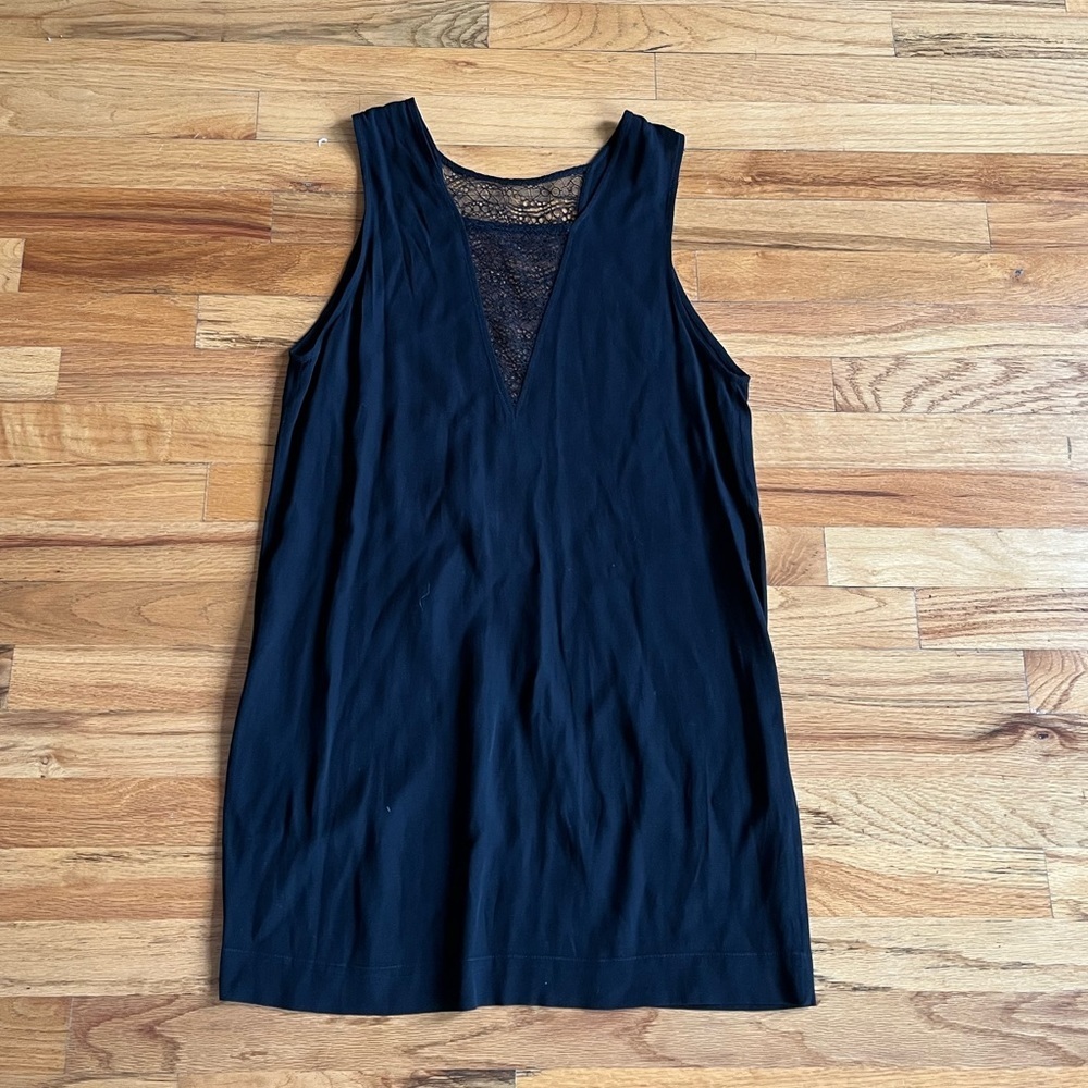*5 for $20* IRO Black Sleeveless Shift Dress with Lace Inset - Picture 5 of 7